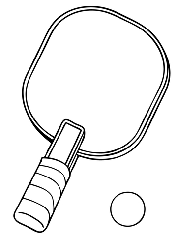 Table Tennis Racket And Ball Coloring Page